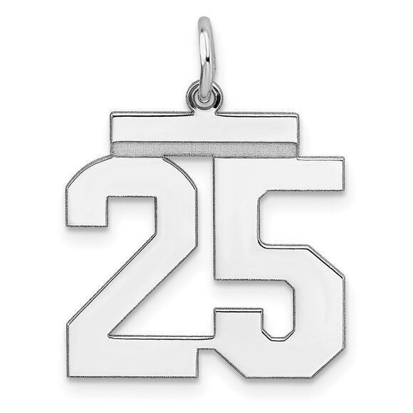 Sterling Silver Athletic Collection Medium Polished Number 25 Pendant
